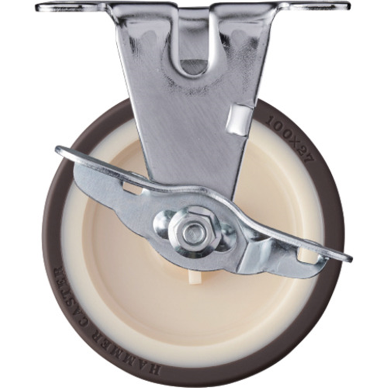 ハンマー プレート式キャスター Eシリーズ 固定SP付 車輪径100mm ウレタン車 1個（ご注文単位1個）【直送品】