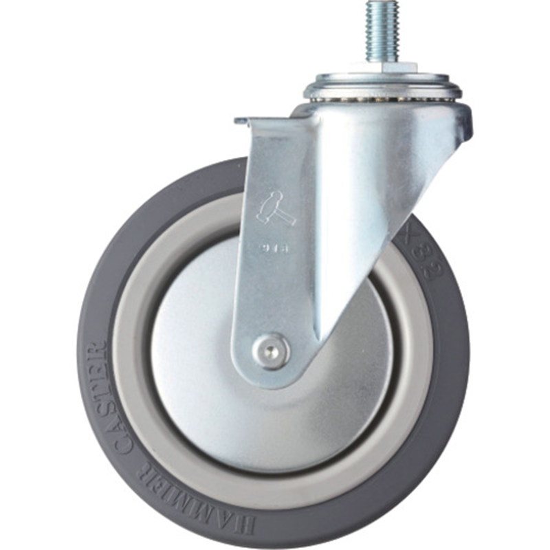 ハンマー ねじ込み式キャスター 自在 車輪径125mm ウレタン車輪(ナイロンホイール・ベアリング) 1個（ご注文単位1個）【直送品】