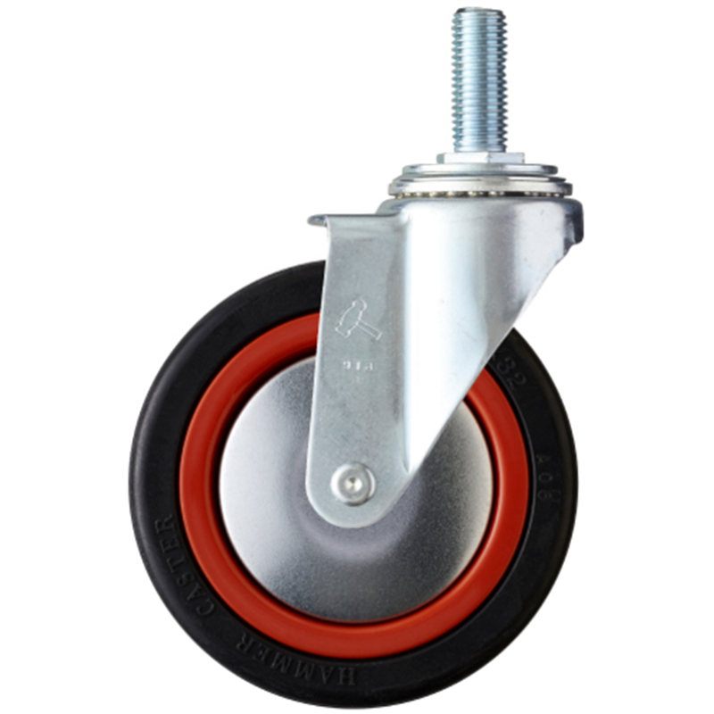 ハンマー ねじ込み旋回式ゴム車輪(ナイロンホイール・ボールベアリング)125mm M16 1個（ご注文単位1個）【直送品】