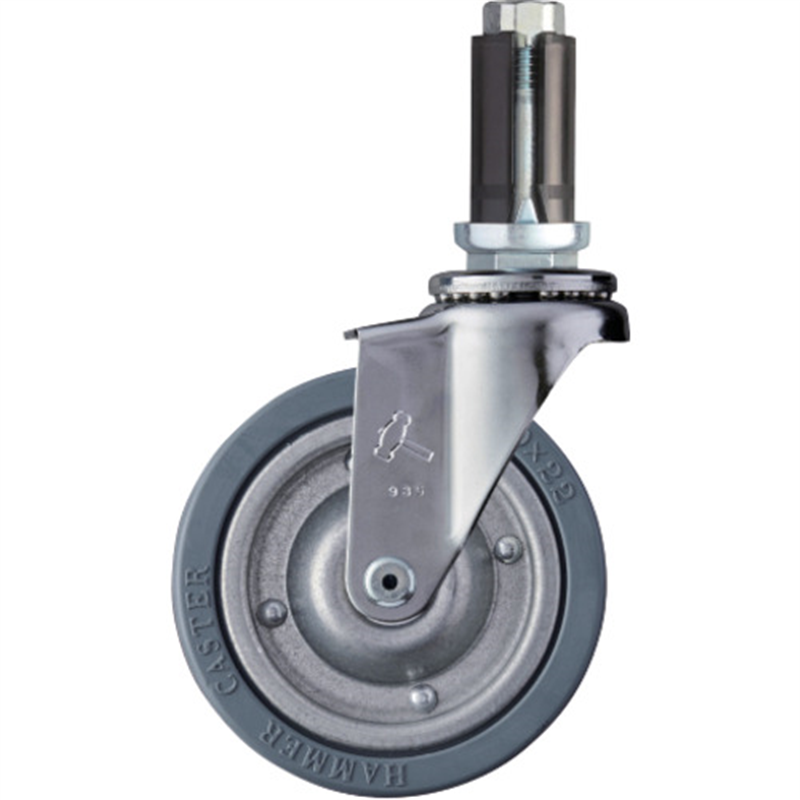 ハンマー パイプ差込み式キャスター 自在 車輪径100mm ゴム車輪(スチールホイール) 1個（ご注文単位1個）【直送品】