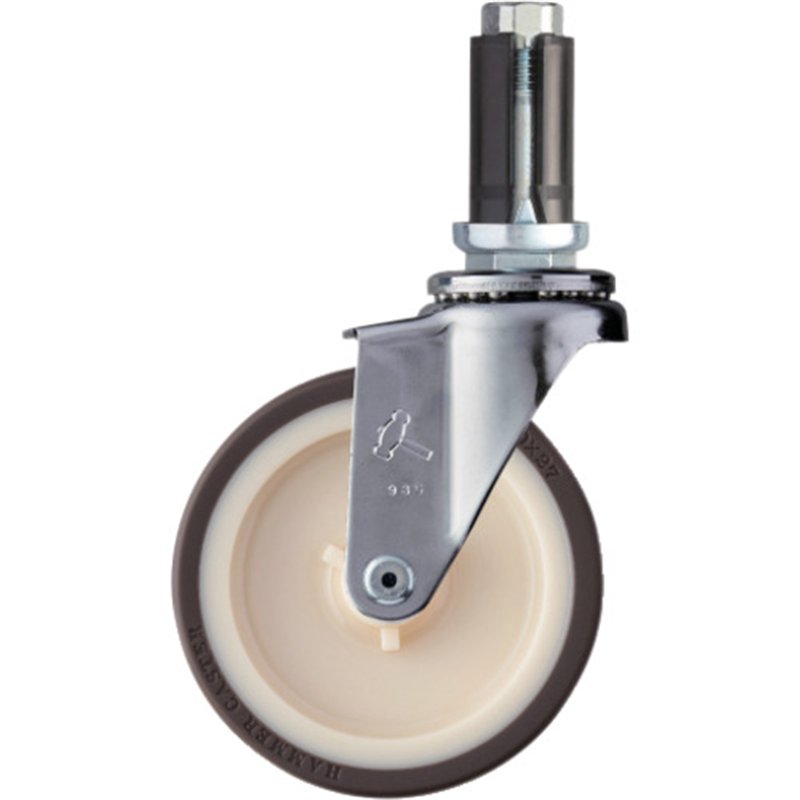 ハンマー パイプ差込み式キャスター 自在 車輪径100mm ウレタン車輪(ナイロンホイル) 1個（ご注文単位1個）【直送品】