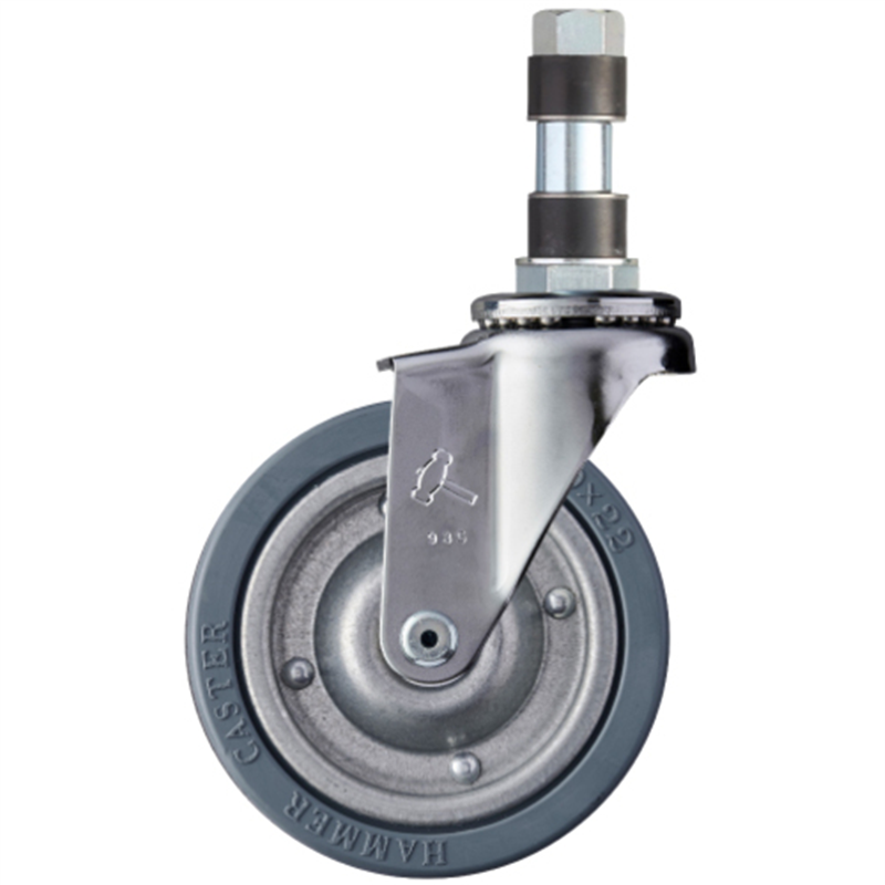 ハンマー パイプ差込み式キャスター 自在 車輪径100mm ゴム車輪(スチールホイール) φ22用 1個（ご注文単位1個）【直送品】