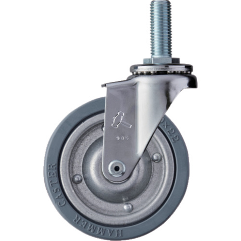 ハンマー ねじ込み式キャスター 自在 車輪径100mm ゴム車輪(スチールホイール) 1個（ご注文単位1個）【直送品】