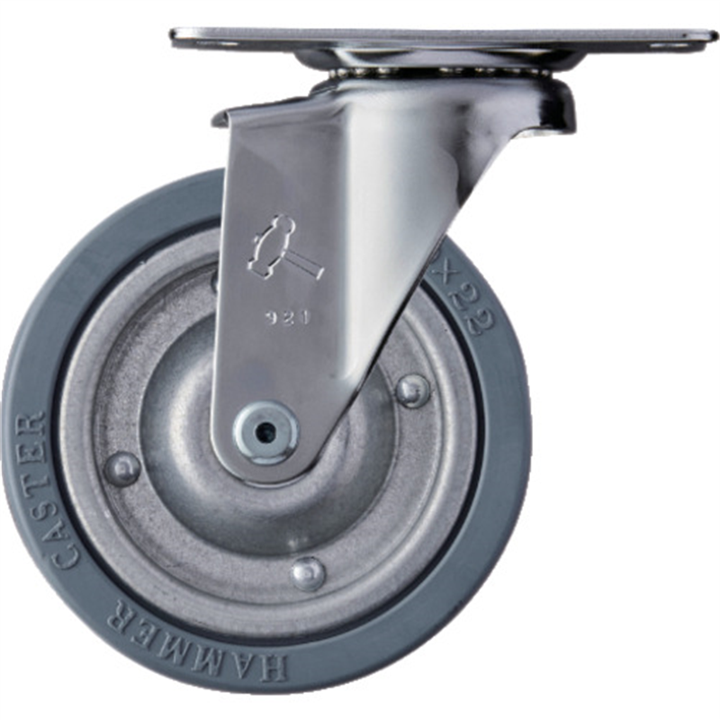 ハンマー プレート式キャスター 自在 ゴム車輪(スチールホイール) 100mm Eシリーズ 1個（ご注文単位1個）【直送品】