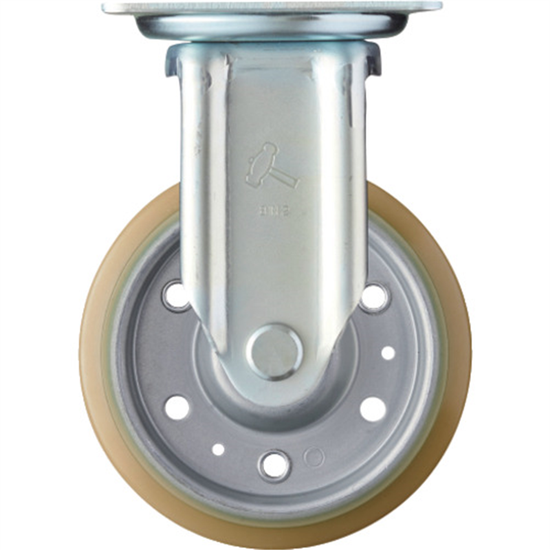 ハンマー プレート式キャスター 固定 車輪径150mm ウレタン車輪(スチールホイール・ラジアルボールベアリング) 1個（ご注文単位1個）【直送品】