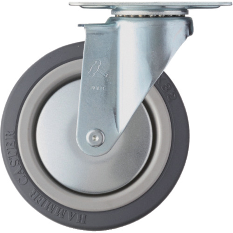 ハンマー プレート式キャスター 自在 車輪径125mm ウレタン車輪 Mシリーズ 1個（ご注文単位1個）【直送品】