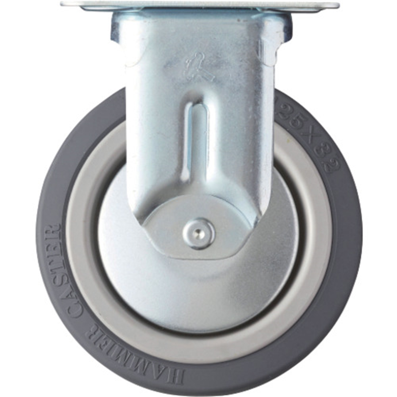 ハンマー プレート式キャスター 固定 車輪径125mm ウレタン車輪 Mシリーズ 1個（ご注文単位1個）【直送品】