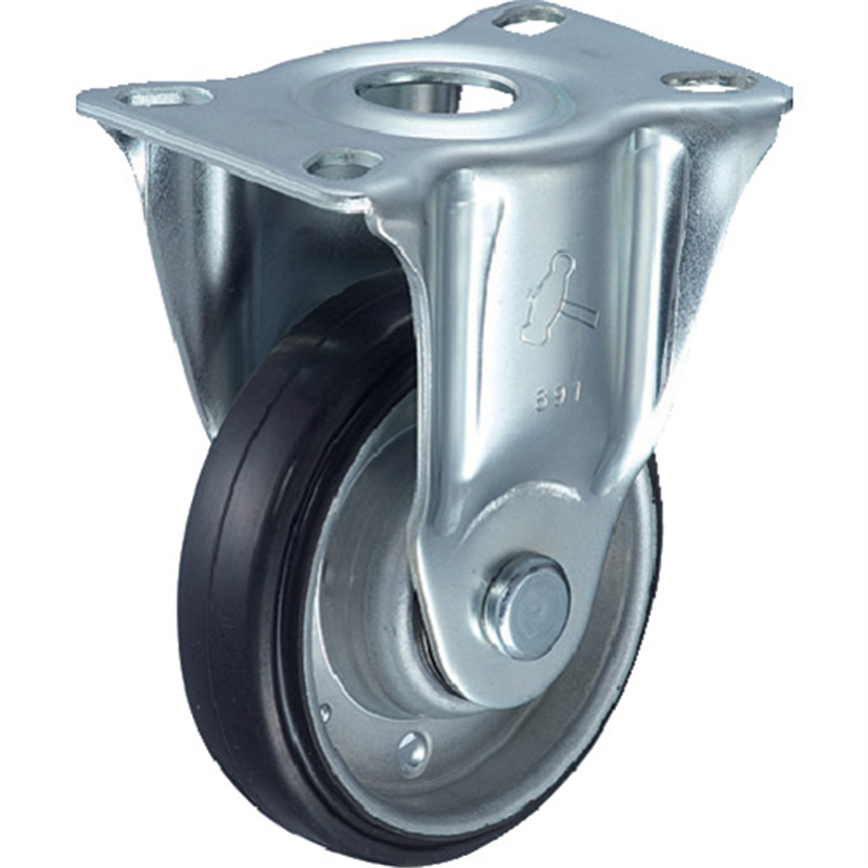 ハンマー プレート式キャスター 固定 車輪径125mm ゴム車輪(ボールベアリング) 1個（ご注文単位1個）【直送品】