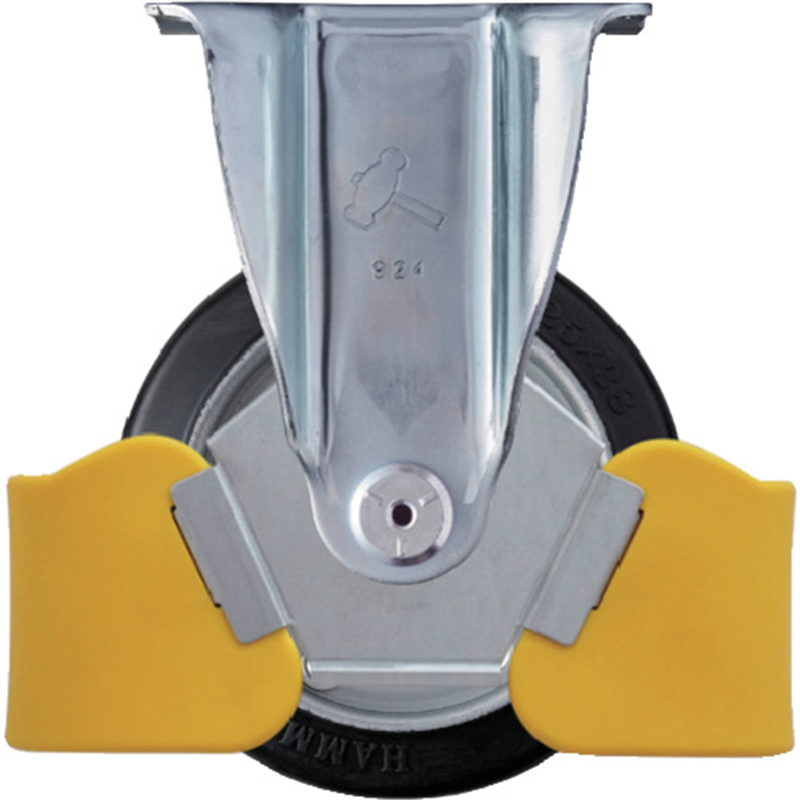 ハンマー フットガード付 固定式ゴム車輪(スチールホイール・ローラーベアリング)125mm 1個（ご注文単位1個）【直送品】