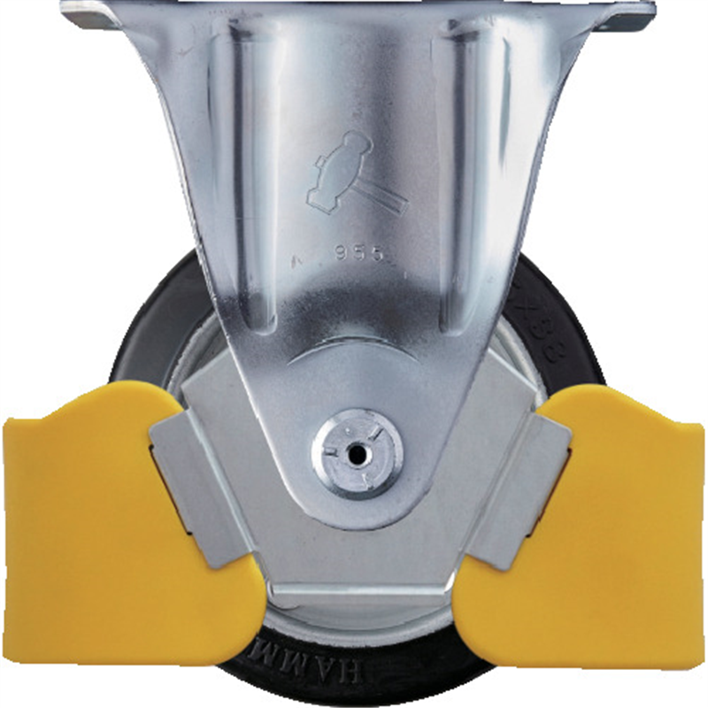 ハンマー フットガード付 固定式ゴム車輪(スチールホイール・ローラーベアリング)125mm 1個（ご注文単位1個）【直送品】