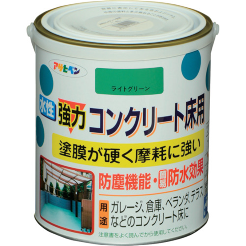 アサヒペン 水性強力コンクリート床用 1.6L ライトグリーン 1缶（ご注文単位1缶）【直送品】