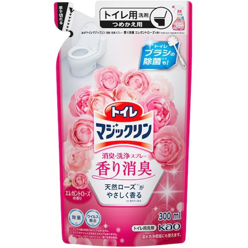 Kao トイレマジックリン消臭・洗浄スプレー 香り消臭 エレガントローズの香り つめかえ用 300ml 1個（ご注文単位1個）【直送品】
