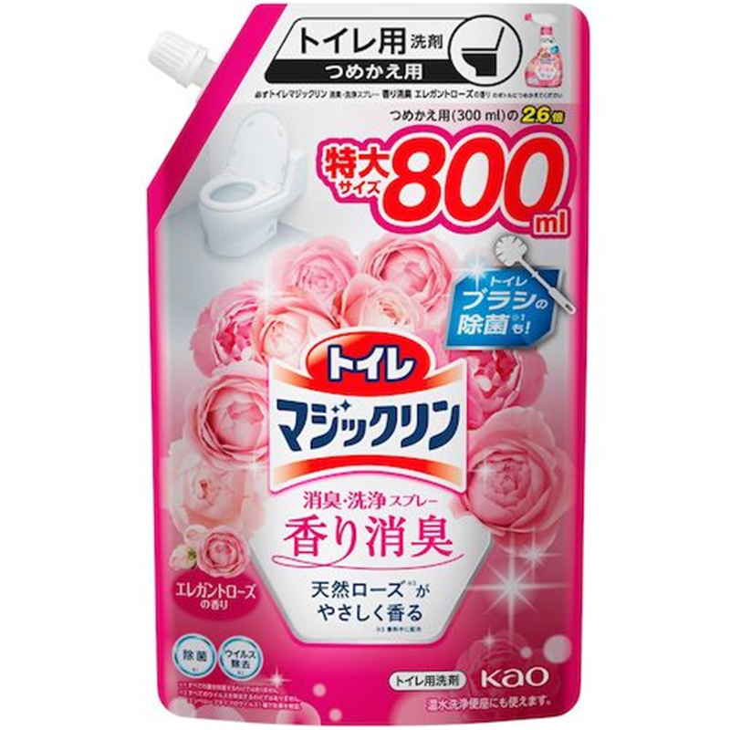 Kao トイレマジックリン消臭・洗浄スプレー 香り消臭 エレガントローズの香り つめかえ用 800ml 1個（ご注文単位1個）【直送品】