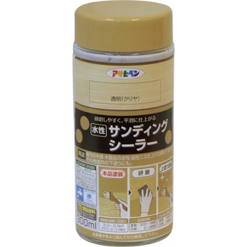 アサヒペン 水性サンディングシーラー 300ML 透明(クリヤ) 1個(ご注文単位1個)【直送品】