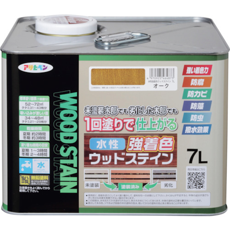 アサヒペン 水性強着色ウッドステイン 7L オーク 1缶（ご注文単位1缶）【直送品】