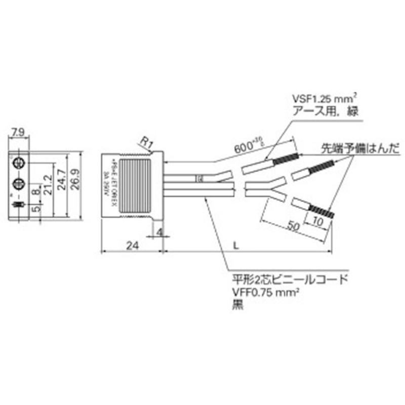 SanAce プラグコード(120×38mm用) 1台（ご注文単位1台）【直送品】
