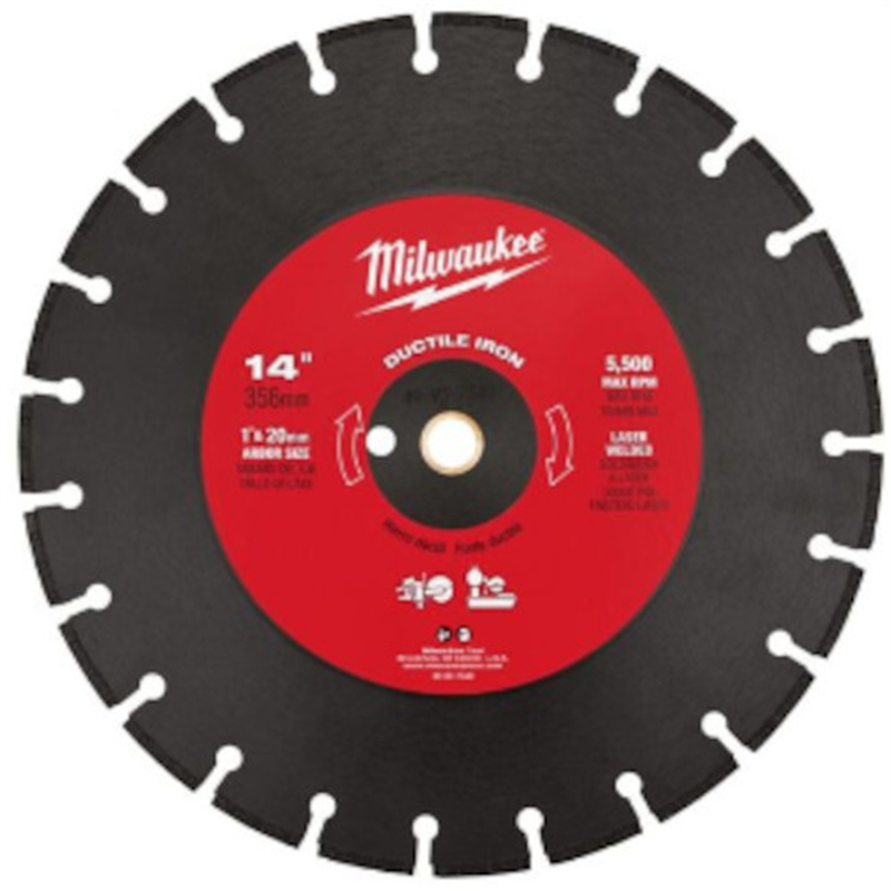 milwaukee 14インチ(356mm)ダイヤモンドブレード(セグメント型・ダクタイル鋳鉄用) 1個（ご注文単位1個）【直送品】