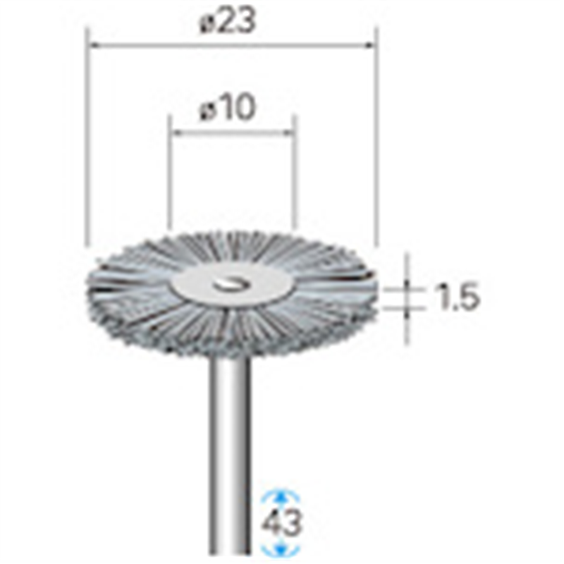 ナカニシ 砥粒入りナイロンブラシ 5本入 ホイール型 φ23×1.5×軸φ3 線φ0.4 #240 1パック（ご注文単位1パック）【直送品】