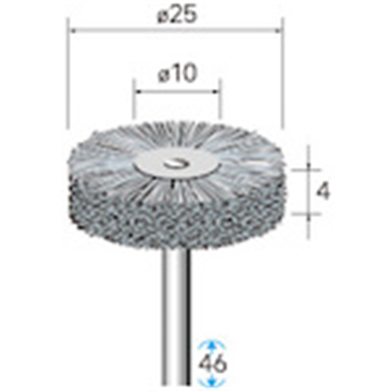 ナカニシ 砥粒入りナイロンブラシ 5本入 ホイール型 φ25×4×軸φ3 線φ0.4 #240 1パック（ご注文単位1パック）【直送品】