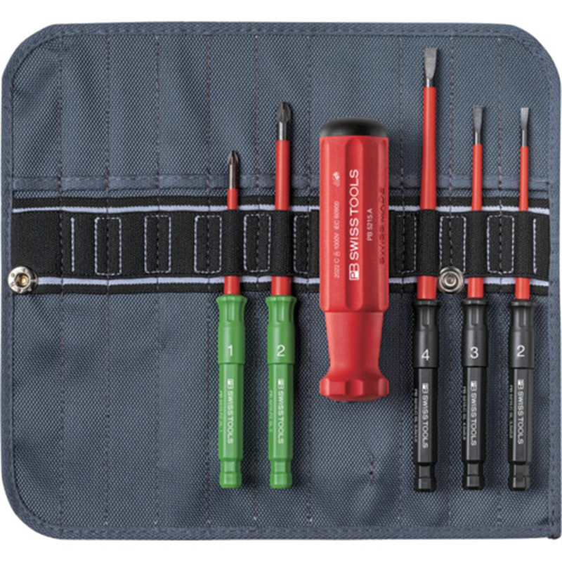 PBスイスツールズ 差替式絶縁ドライバーセット 5本組 ロールバック入り 1セット（ご注文単位1セット）【直送品】