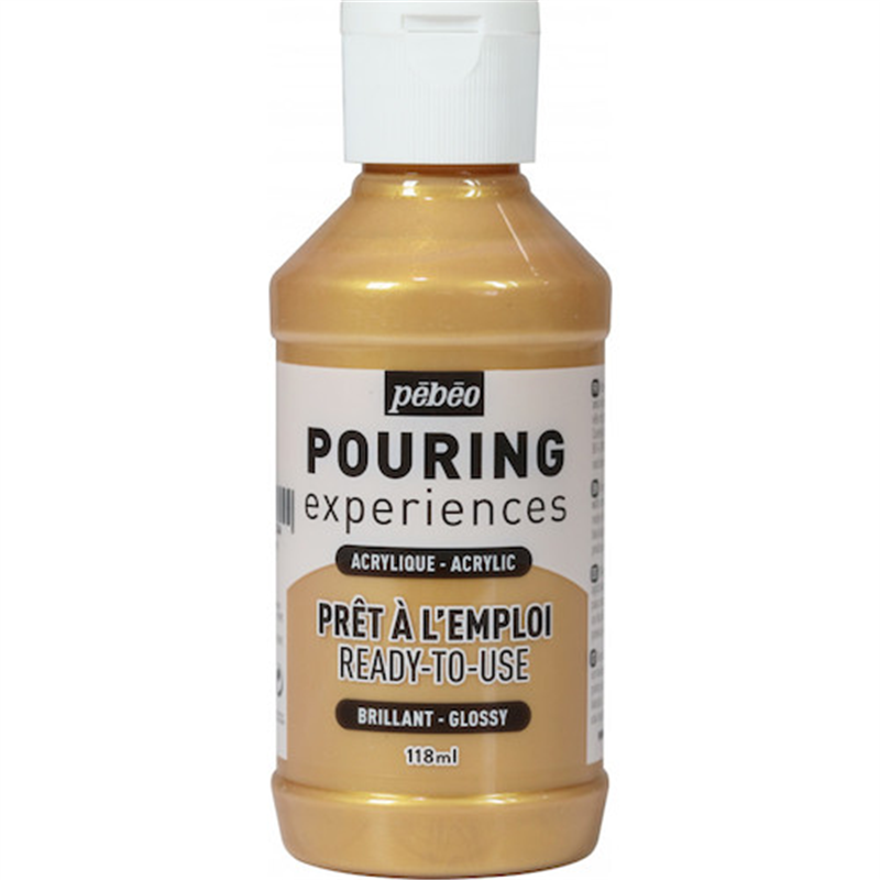 Pebeo ポーリングメディウム入り アクリル絵具118ml 24 メタリックゴールド 1個（ご注文単位1個）【直送品】