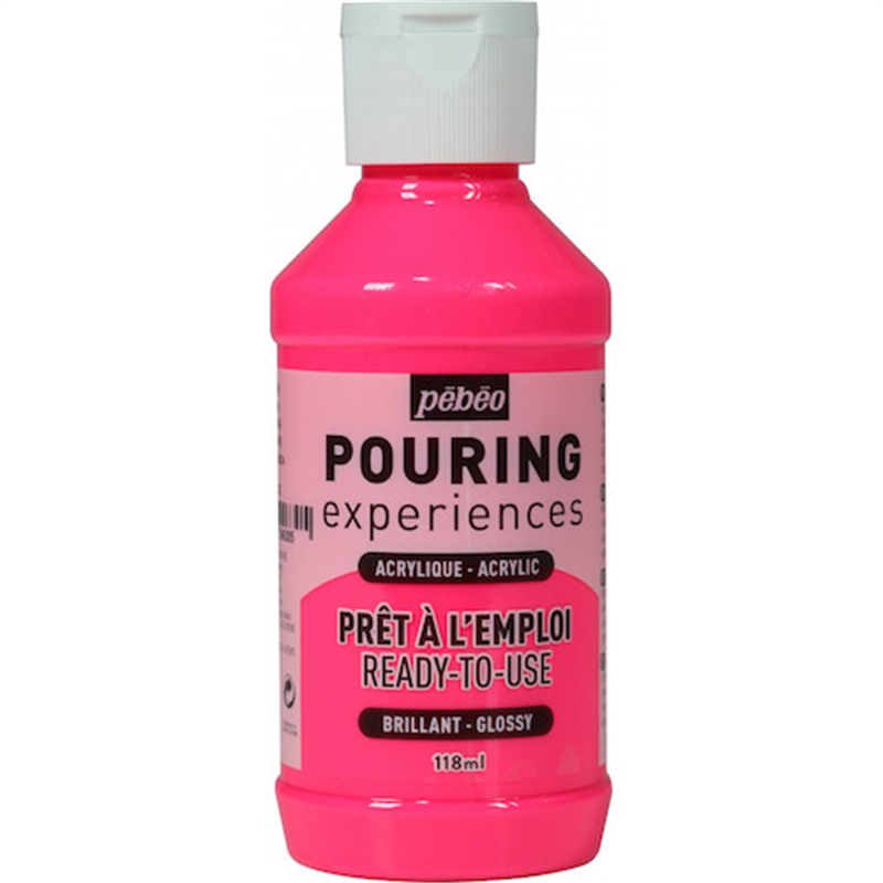 Pebeo ポーリングメディウム入り アクリル絵具118ml 30 蛍光ピンク 1個（ご注文単位1個）【直送品】