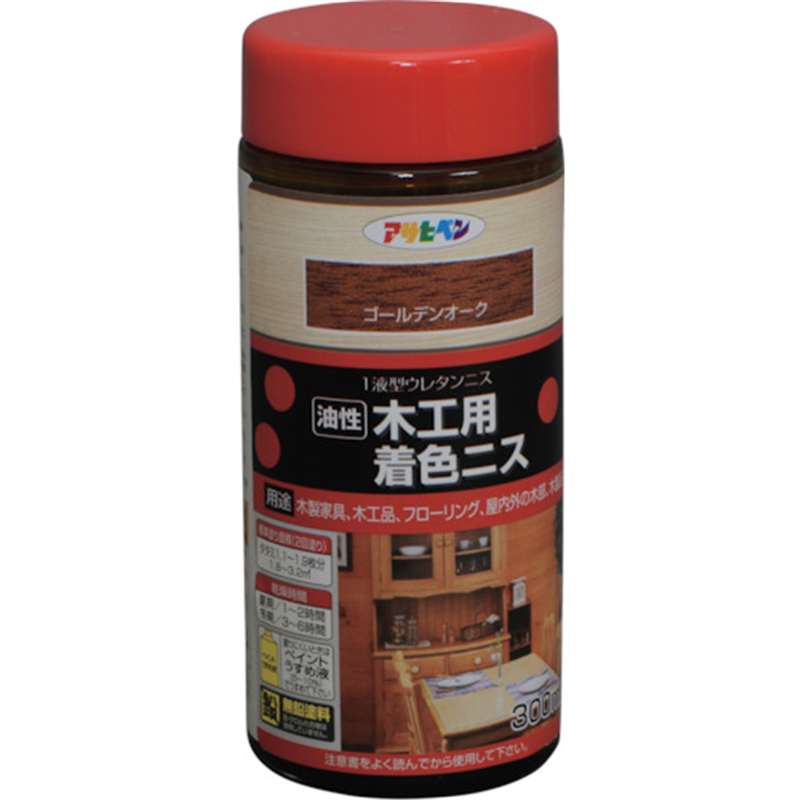 アサヒペン 木工用着色ニス 300ML ゴールデンオーク 1缶（ご注文単位1缶）【直送品】