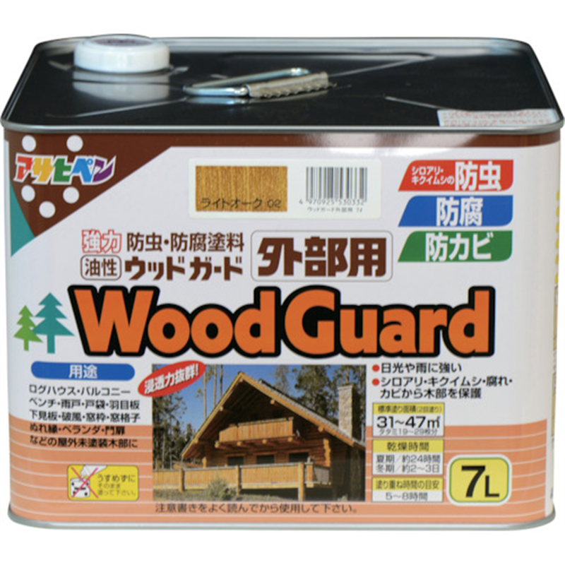 アサヒペン ウッドガード外部用 7L ライトオーク 1缶（ご注文単位1缶）【直送品】
