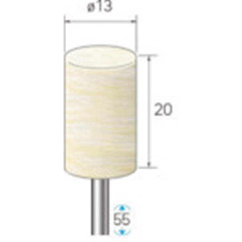 ナカニシ フェルトバフソフトタイプ 10本入 円筒型 φ13×20×軸φ3 1袋（ご注文単位1袋）【直送品】