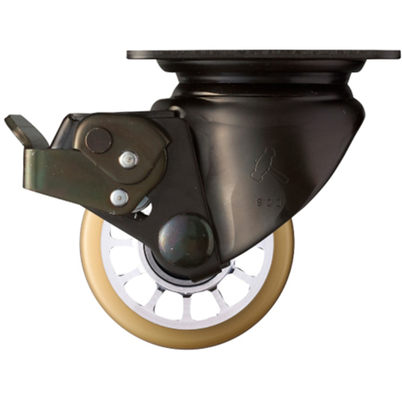 ハンマー 低床式プレートキャスター 自在(ストッパー付き) 車輪径75mm ウレタン車輪 1個（ご注文単位1個）【直送品】