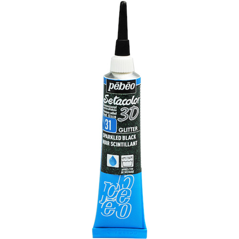 Pebeo セタカラー3Dグリッター 20ml NO.31 スパークリングブラック 1本（ご注文単位1本）【直送品】