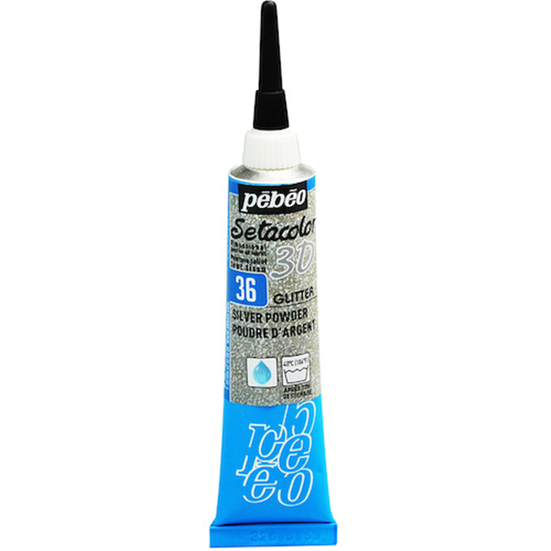 Pebeo セタカラー3Dグリッター 20ml NO.36 シルバーパウダー 1本（ご注文単位1本）【直送品】