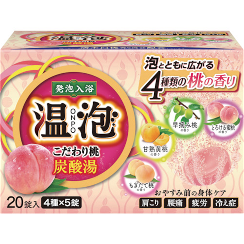 アース 温泡 ONPO こだわり桃 炭酸湯 20錠入 1箱（ご注文単位1箱）【直送品】