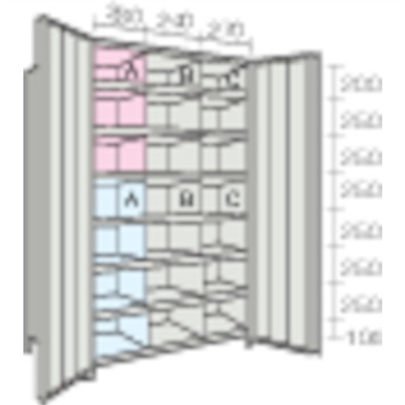 TRUSCO スチールラック 軽量棚両開扉付 875X383XH1800 8段 ネオグレー 1セット（ご注文単位1セット）【直送品】