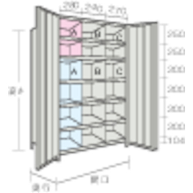 TRUSCO スチールラック 軽量棚両開扉・仕切付 875X533X1800 3列6段 ネオグレー 1セット（ご注文単位1セット）【直送品】