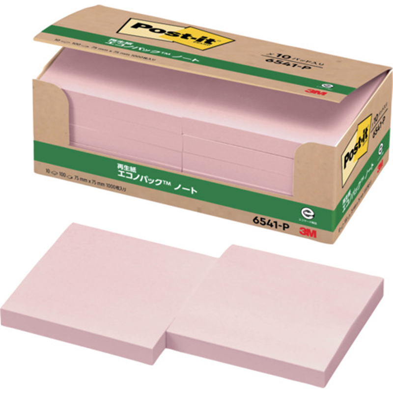 3M ポスト・イット 75X75mm 100枚X10パッド ピンク 1個（ご注文単位1個）【直送品】