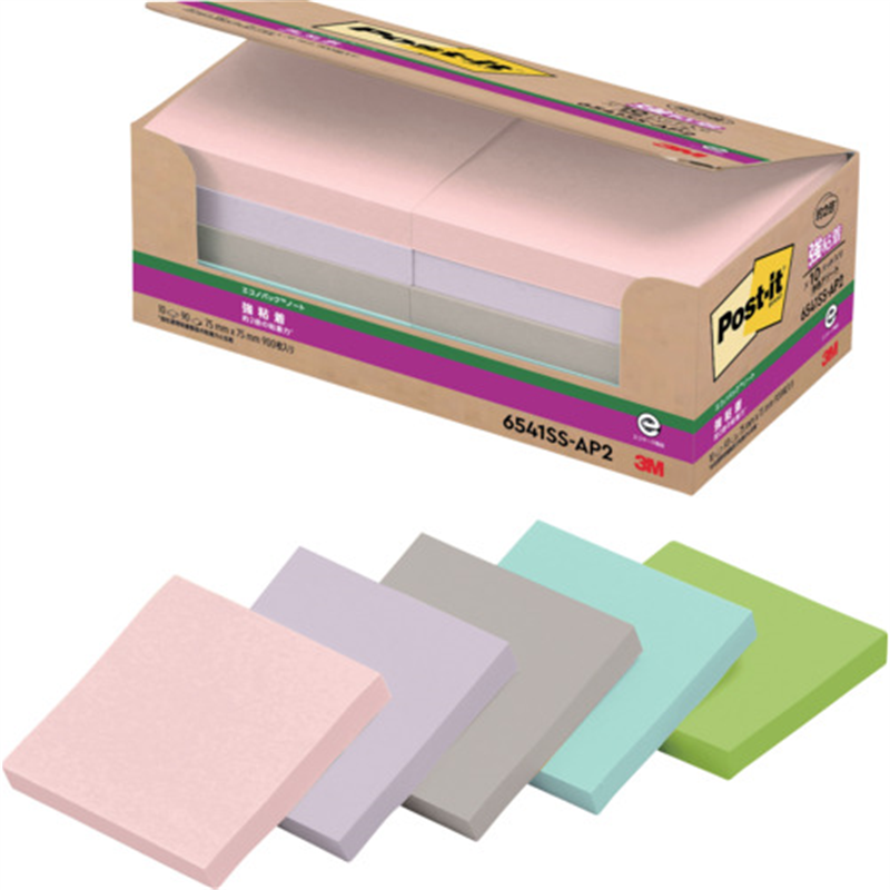 3M ポスト・イット(R) エコノパック 強粘着ノート 再生紙 6541SS-AP2 1パック（ご注文単位1パック）【直送品】
