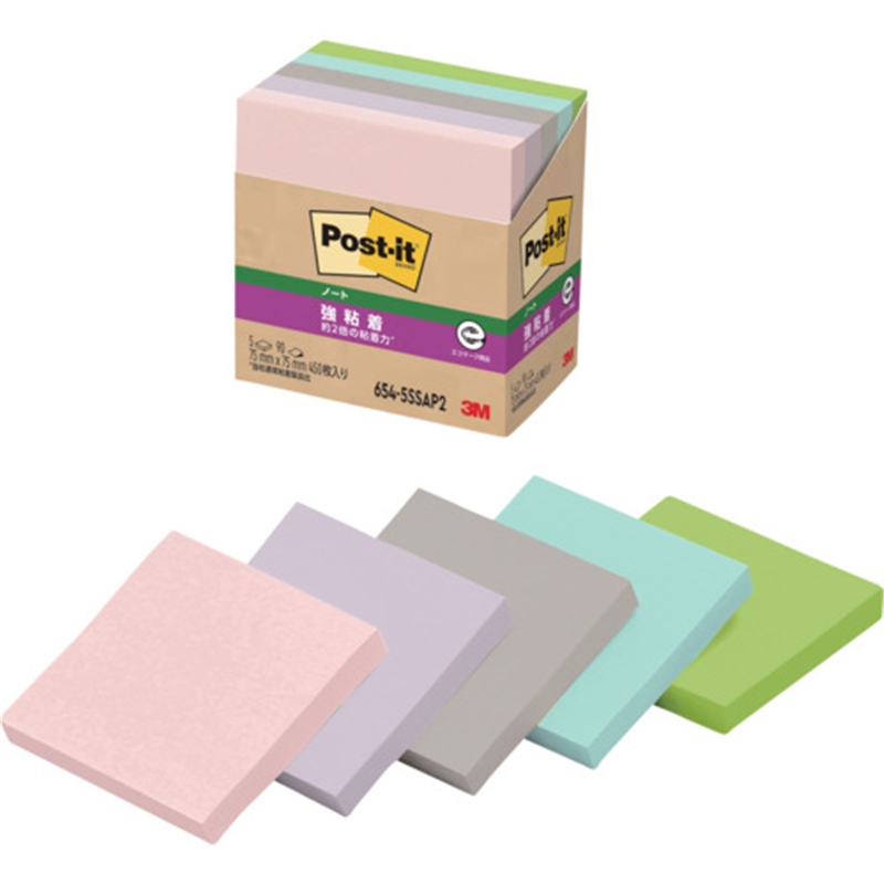 3M ポスト・イット(R) 強粘着ノート 再生紙 654-5SSAP2 1パック（ご注文単位1パック）【直送品】