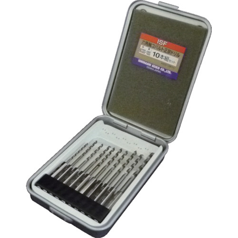 ISF 六角軸コバルト正宗ドリル 10本組セット(スチールケース入) 1セット（ご注文単位1セット）【直送品】