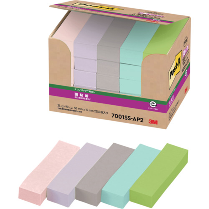 3M ポスト・イット(R) エコノパック 強粘着見出し 再生紙 7001SS-AP2 1パック（ご注文単位1パック）【直送品】