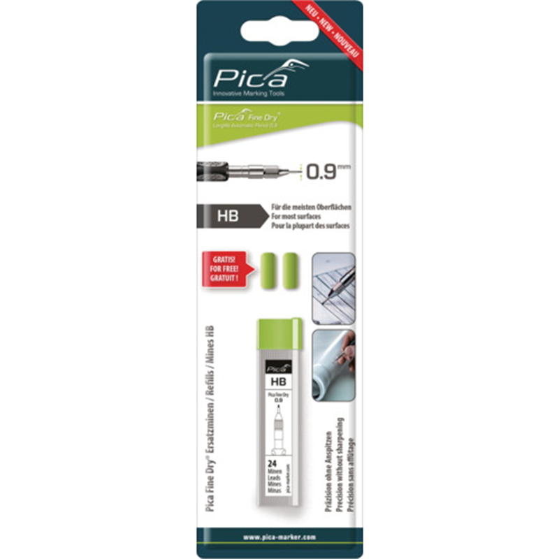 ピカマーカー 建築用シャープペンシルFine Dry用替芯 24本入り 黒HB ブリスターパック 1パック（ご注文単位1パック）【直送品】