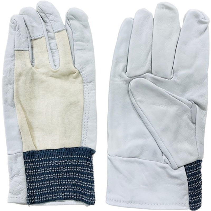 ラッキーワーカー 牛革クレスト甲メリヤス 703 L 白 1双（ご注文単位1双）【直送品】