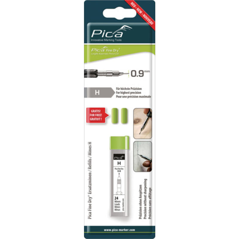 ピカマーカー 建築用シャープペンシルFine Dry用替芯 24本入り 黒H 1パック（ご注文単位1パック）【直送品】