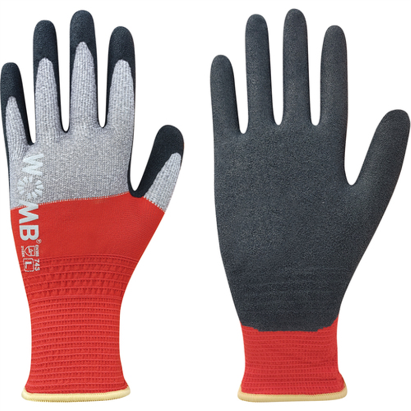 トワロン 天然ゴム背抜き手袋 WOMB-MF2高視認 レッド L 1双（ご注文単位1双）【直送品】