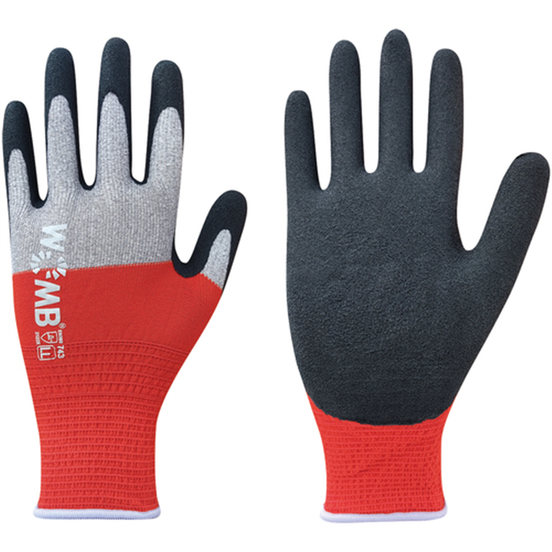 トワロン 天然ゴム背抜き手袋 WOMB-MF2高視認 レッド LL 1双（ご注文単位1双）【直送品】