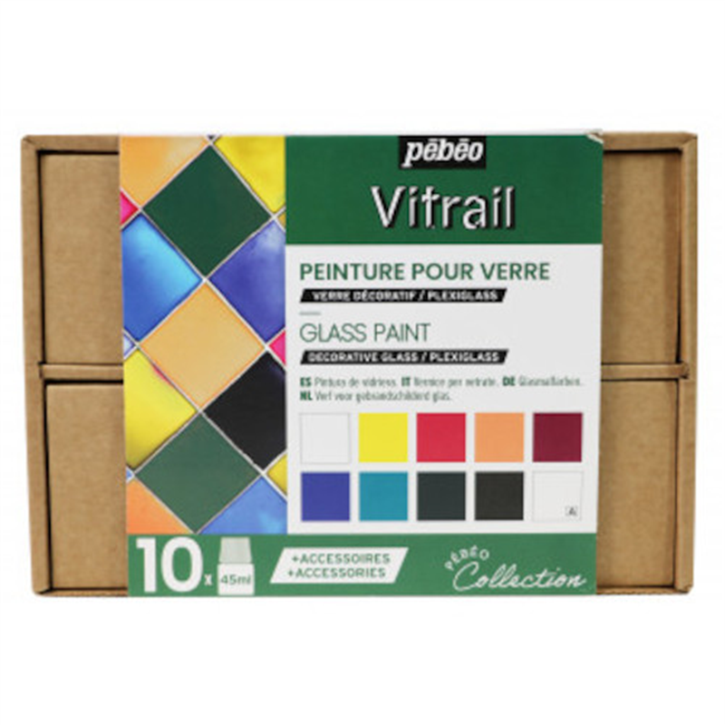 Pebeo ヴィトラーユアトリエコレクション45ml x 9色+メディウム+アクセサリー 1個（ご注文単位1個）【直送品】