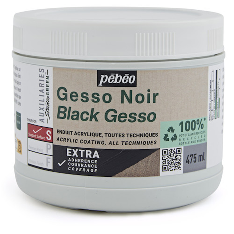 Pebeo スチューディオ グリーン アクリリック ブラックジェッソ 475ml 1本（ご注文単位1本）【直送品】