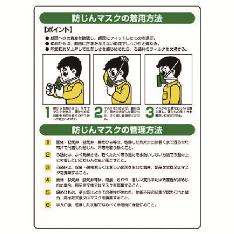 ユニット 粉じん障害防止標識 防じんマスク・エコユニボード・600X450 1枚（ご注文単位1枚）【直送品】