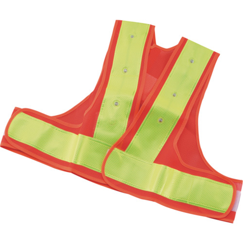 ミツトモ LEDショート反射ベスト 橙×黄 ハイカプセル 電池付 1枚（ご注文単位1枚）【直送品】