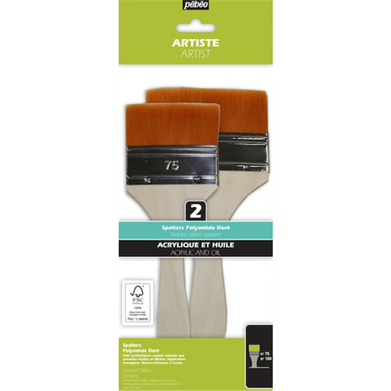 Pebeo 化繊刷毛 2本セット(75/100mm)FSC認証軸 1個（ご注文単位1個）【直送品】